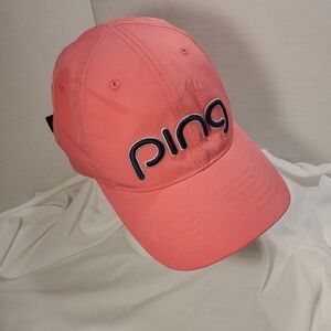 Ping Flexfit Pink Womens Golf Hat Spellout Osfm Small Stains Polyester Spandex